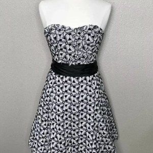 anthropologie moulinette soeurs Black and white strapless dress size 6